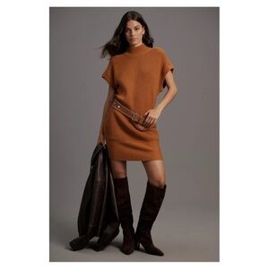 ANTHROPOLOGIE • Short-Sleeve Mock-Neck Sweater Mini Dress